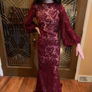 Red velvet sparkly evening dress NWT